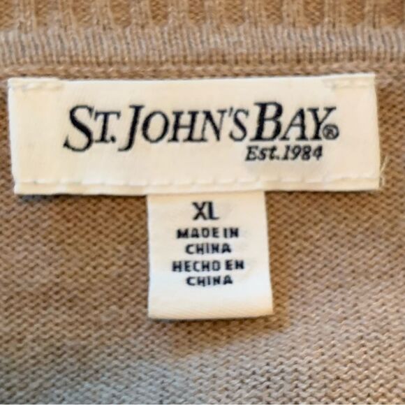 ST. JOHN’S BAY Argyle Sweater Women’s XL Tan White Gray 100% Cotton. - Picture 7 of 12